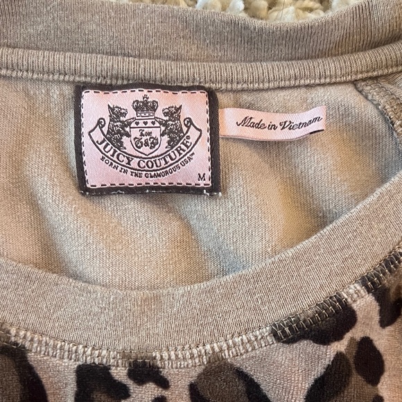 Juicy Couture velour Leopard Print Crewneck Taupe/Black - Picture 4 of 4